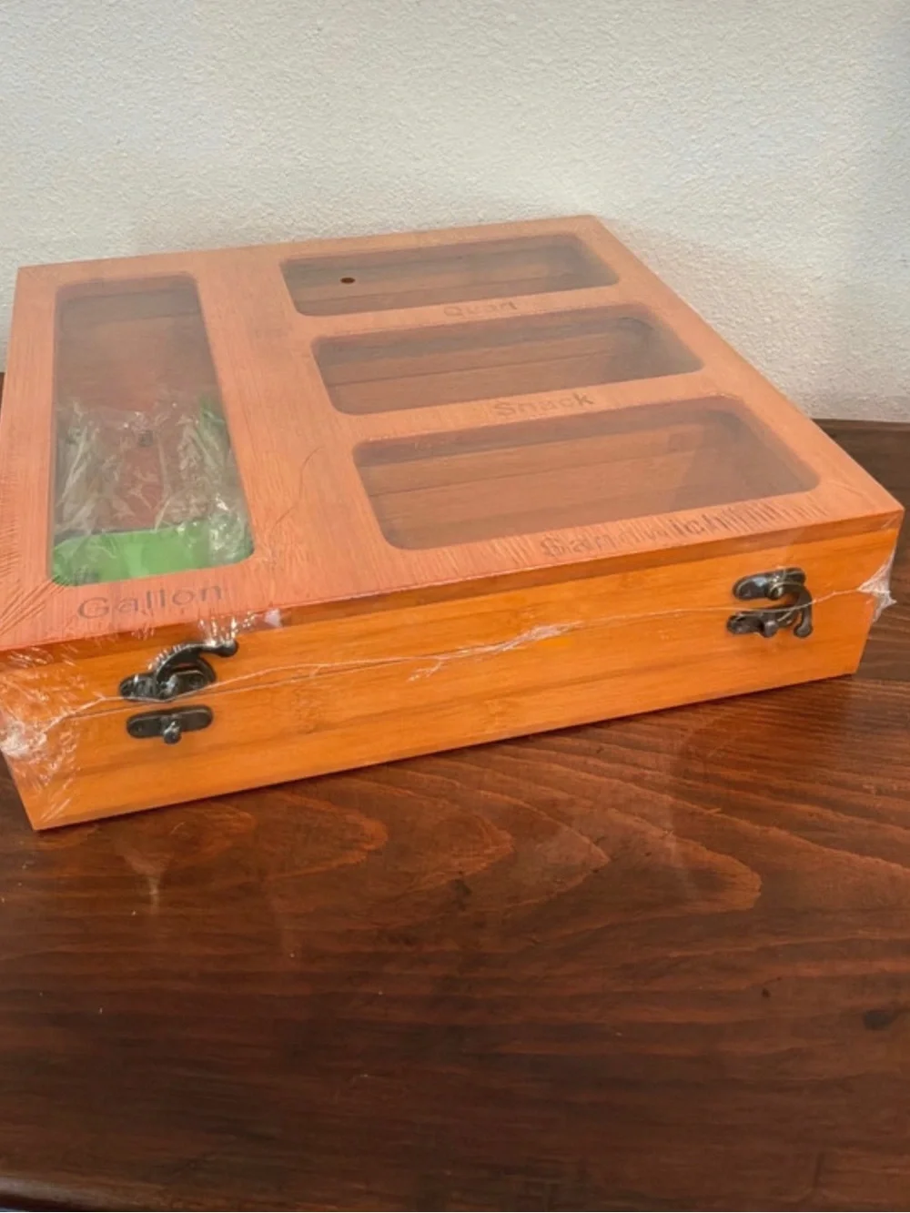 New Bamboo Ziploc Storage Organizer - Natural Wood